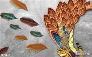 Tranh lụa 3D chim công dát vàng đẹp
