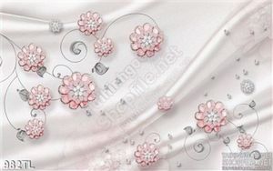 Tranh lụa 3D hoa đào kim cương đẹp