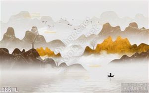 Tranh màu nước sơn thủy hiện đại treo tường
