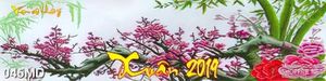 Tranh cành đào hồng khoe sắc in canvas