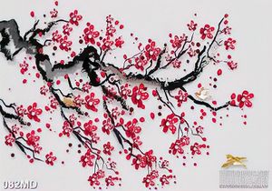 Tranh 3d cành mai hoa anh đào khoe sắc đỏ