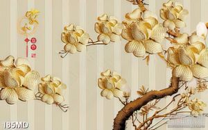 Tranh bức tường hoa mai vàng in canvas