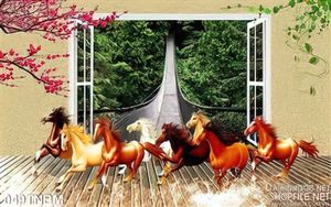Tranh Bát Mã Psd dán tường đẹp