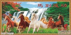 Tranh Bát Mã Psd treo tường phòng khách