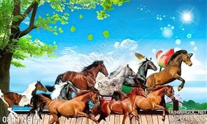 Tranh Bát Mã Psd trang trí tường