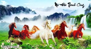 Tranh mã đáo thành công decor phòng in uv