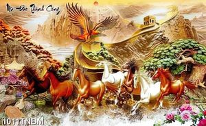 Tranh kim tiền mã đáo thành công trang trí phòng khách