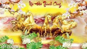 Tranh đá hoa mộc lan và bát mã chất lượng cao