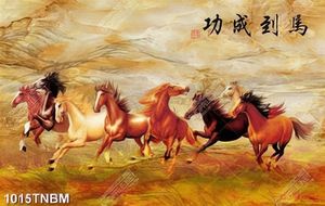 Tranh thư pháp sơn dầu bát mã truy phong in kính
