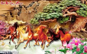 Tranh trang trí nội thất bát mã truy phong in uv đẹp nhất