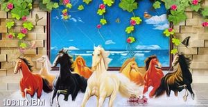 Tranh bát mã bên khung cửa sổ nghệ thuật