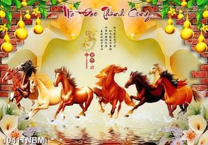Tranh kim tiền mã đáo thành công trang trí phòng khách