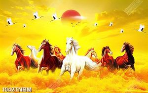 Tranh bát mã dưới ánh mặt trời đẹp nghệ thuật