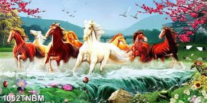 Tranh phong thủy bát mã gắn tường nghệ thuật
