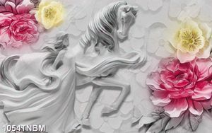 Tranh tranh đá bạch mã và cô gái nghệ thuật