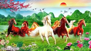Tranh phong thủy bát mã chất lượng cao