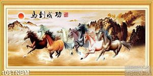 Tranh Bát Mã Psd phong thủy treo tường