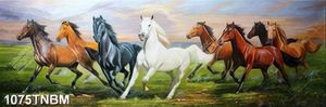 Tranh sơn dầu đàn ngựa trên đồng cỏ đẹp chất lượng cao