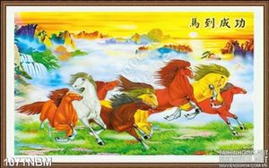 Tranh Bát Mã Psd thư pháp nghệ thuật