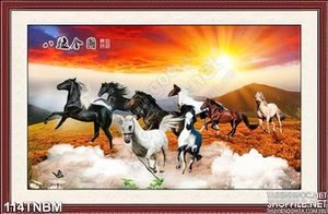 Tranh Bát Mã Psd hoàng hôn