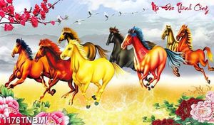 Tranh sơn dầu mã đáo thành công khổ ngang