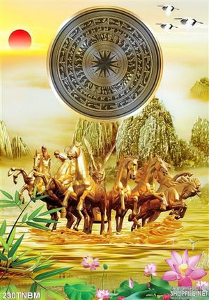 Tranh tượng mã đáo thành công bằng vàng