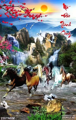Tranh mã đáo thành công phong thủy mùa xuân