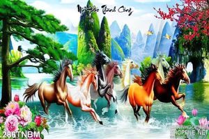 Tranh Ngựa phong thủy psd nghệ thuật