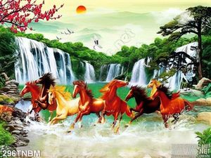Tranh Bát Mã trang trí tường nghệ thuật