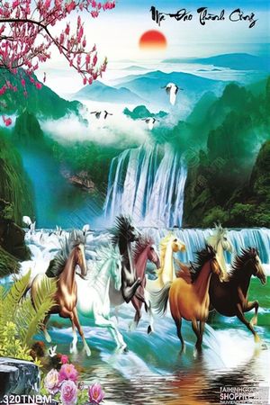 Tranh mã đáo trang trí phòng khách