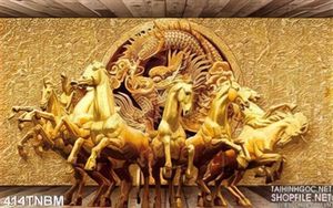Tranh tượng Bát Mã vàng in 3D