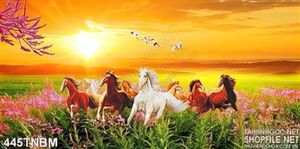Tranh Ngựa và bình minh psd