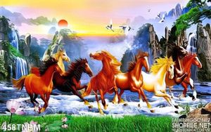 Tranh Bát Mã Truy Phong treo tường phong thủy