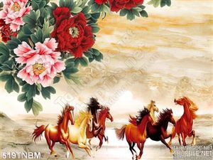 Tranh 8 chú ngựa thư pháp