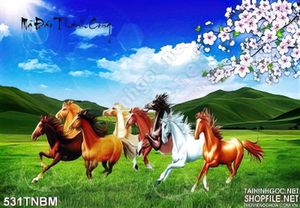 Bát Mã du xuân -  Tranh treo tường