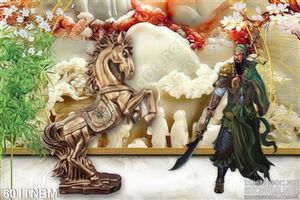 Tranh treo tường 3D Quan Công và chú Ngựa