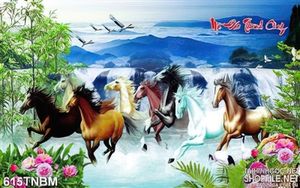 Tranh dán tường 8 con ngựa đẹp