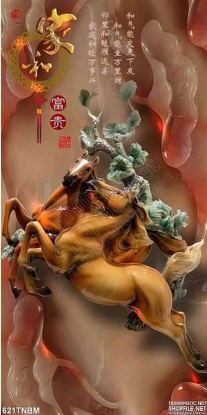 Tranh ngựa treo tường bằng đá sang trọng