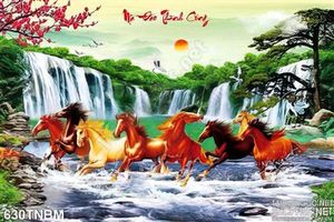 Tranh tuấn mã treo tường phòng khách