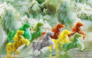 Tranh treo tường 8 con ngựa bằng đá