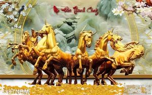 Tranh tượng Bát Mã kim tiền nghệ thuật treo tường
