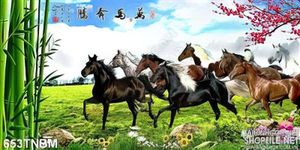 Tranh treo tường Bát Mã đón xuân độc đáo