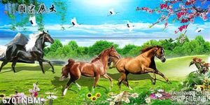 Tranh Tam mã treo tường đẹp