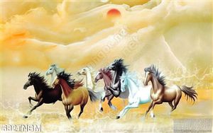 Tranh Ngựa trang trí tường bằng đá phong thủy