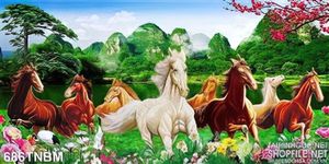 Tranh dán tường 3D ngựa đẹp ấn tượng