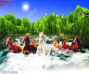 Tranh sơn dầu bát mã truy phong rừng cây