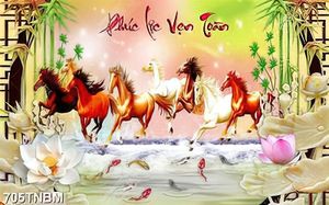 Tranh bát mã phúc lộc vẹn toàn in 3D