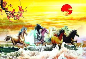 Tranh sơn dầu bát mã nghệ thuật in uv đẹp nhất