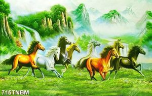 Tranh bát mã sơn dầu đẹp nghệ thuật in uv