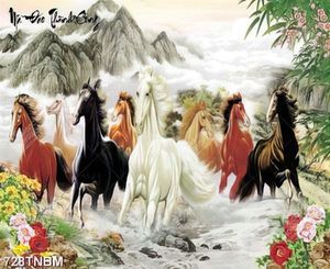Tranh sơn dầu mã đáo thành công in kính file gốc